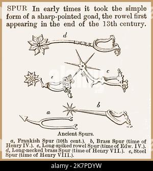 Illustration d'un dictionnaire de 19th siècles, décrivant divers types de spires utilisés au cours des siècles Banque D'Images