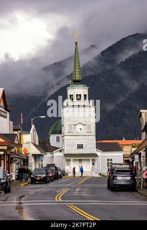 Cathédrale St Michael, au centre-ville de Sitka, Alaska, USA Banque D'Images