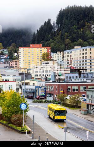 Rues de la ville dans le centre-ville de Juneau, Alaska, États-Unis Banque D'Images