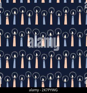 Bougie de Noël en feu motif vectoriel sans couture. Imprimé scandinave minimaliste abstrait rétro Illustration de Vecteur