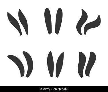 Ensemble de silhouettes à motif lapin. Oreilles de lapin mignonnes pour Pâques ou le nouvel an décoration isolée sur fond blanc. Collection d'éléments pour costume de lièvre. Illustration graphique vectorielle Illustration de Vecteur