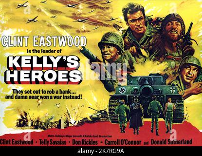 Film Poster film: Kelly'S Heroes (USA/YU 1970) Directeur: Brian G.Hutton 23 juin 1970 **AVERTISSEMENT** cette photographie est destinée à un usage éditorial exclusif et est protégée par les droits d'auteur de MGM et/ou du photographe attribué par la Société de film ou de production et ne peut être reproduite que par des publications dans le cadre de la promotion du film ci-dessus. Un crédit obligatoire pour MGM est requis. Le photographe doit également être crédité lorsqu'il est connu. Aucune utilisation commerciale ne peut être accordée sans l'autorisation écrite de la Société du film. Banque D'Images