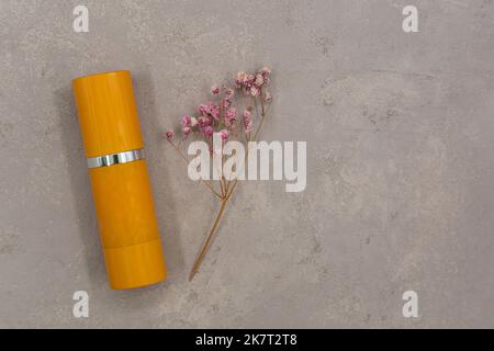 Huile essentielle, extrait de plante, sérum, acide hyaluronique, crème pour le visage. Concept de soins de la peau spa. Plan d'agencement, vue de dessus. Photo de haute qualité Banque D'Images