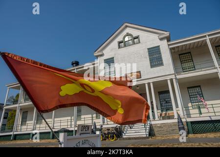 Le musée de l'Artillerie côtière au parc historique de fort Worden à Port Townsend, comté de Jefferson, État de Washington, États-Unis. Banque D'Images