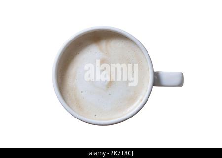 Une tasse de café Latte prise par le haut avec un passe-cheveux Banque D'Images