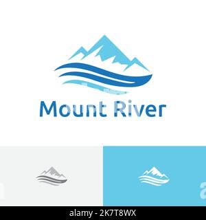 Logo nature de Mount River Peak Summit Cool Illustration de Vecteur