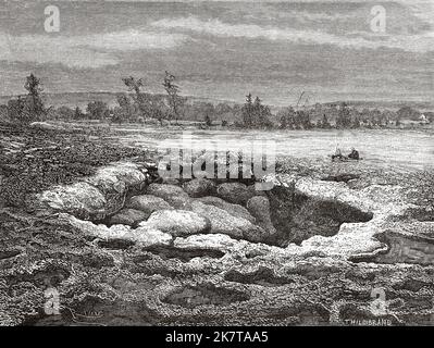 Cratère du grand geyser. Parc national de Yellowstone, Wyoming, États-Unis. Le parc national américain par Ferdinand Vandeveer Hayden, Gustavus Cheyney Doane et Nathaniel Pitt Langford, 1870-1872 Banque D'Images