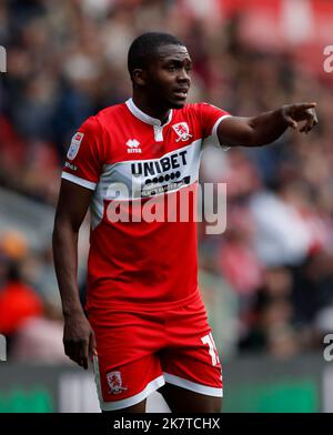 Anfernee Dijksteel de Middlesbrough réagit lors du match de championnat Sky Bet au stade Riverside, à Middlesbrough. Date de la photo: Samedi 15 octobre 2022. Banque D'Images