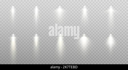 Ensemble de spots vectoriels. diverses formes de lumière. Spots de scène. Effets de lumière. Effet de lumière phosphorescente. Illustration vectorielle. Illustration de Vecteur