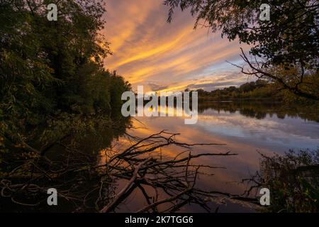 Coucher de soleil sur Ely, vue depuis les puits de Roswell Banque D'Images