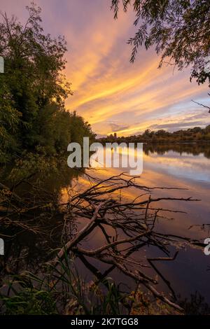 Coucher de soleil sur Ely, vue depuis les puits de Roswell Banque D'Images