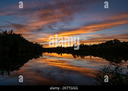 Coucher de soleil sur Ely, vue depuis les puits de Roswell Banque D'Images