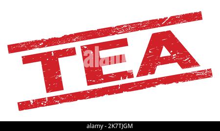 LE texte DU THÉ est inscrit sur l'étiquette rouge du rectangle. Banque D'Images