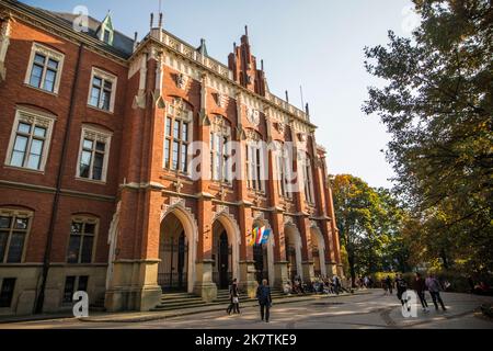 Bureau administratif (Collegium Novum) de l'Université Jagiellonienne dans la vieille ville de Cracovie, Pologne Banque D'Images