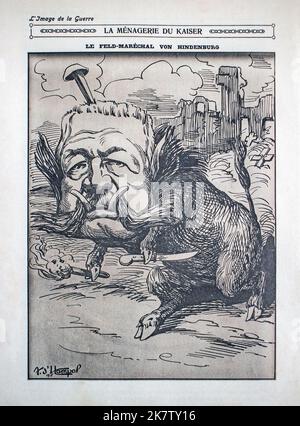 L'image de la guerre WW1 : caricature d'André d'HAMPOL : Feld-Marshal Paul beckendorf Von HINDENBURG (1847-1934) Banque D'Images