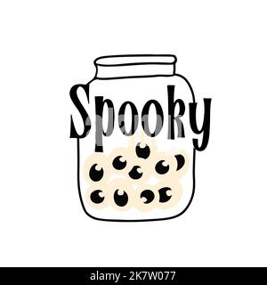 Banque avec les yeux illustration avec texte Spooky isolé sur fond blanc Illustration de Vecteur