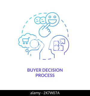 Icône de dégradé bleu du concept de processus de décision de l'acheteur Illustration de Vecteur