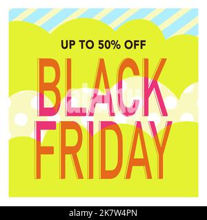 fond carré jaune vif avec lettrage rose noir solde vendredi Illustration de Vecteur