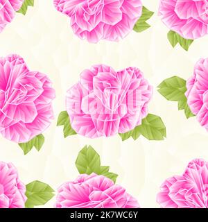 Texture sans couture Camellia Japonica Pink Flower polygones sur un dessin vectoriel de fond de polygones Illustration de Vecteur