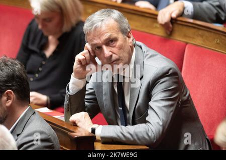 Paris, France. 19th octobre 2022. Paris, France. 18 octobre 2022, Vice-Philippe Vigier, assiste à une session de questions au Gouvernement à l'Assemblée nationale française, sur 18 octobre 2022 à Paris, France. Photo de David Niviere/ABACAPRESS.COM crédit: Abaca Press/Alay Live News Banque D'Images