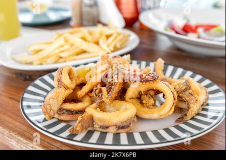 Calmars frits ou calamars Banque D'Images