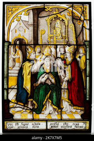 Panneau de verre de Saint Nicholas. Après un dessin de Jacob Cornelisz. 16th siècle. Banque D'Images