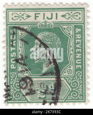 FIDJI - 1912: Un timbre-poste vert ½ pence représentant le portrait du roi George V. Banque D'Images