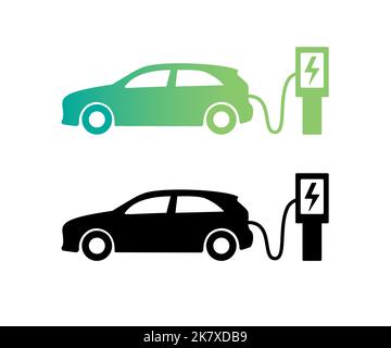 Station de charge pour voiture électrique, icône Vector. Énergie verte. Véhicule écologique. Illustration de Vecteur
