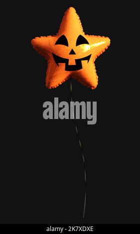 3D Illustration ballon une tête de citrouille. Concept de vacances avec Halloween heureux Banque D'Images