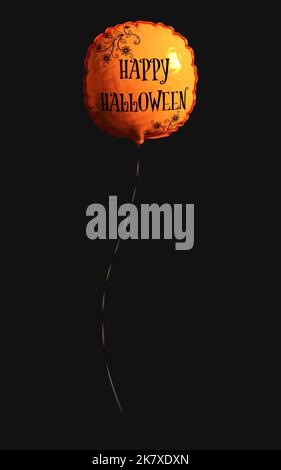 3D Illustration ballon une tête de citrouille. Concept de vacances avec Halloween heureux Banque D'Images