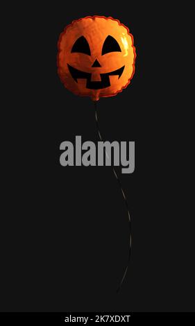 3D Illustration ballon une tête de citrouille. Concept de vacances avec Halloween heureux Banque D'Images