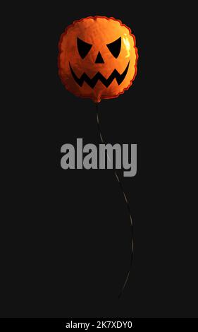 3D Illustration ballon une tête de citrouille. Concept de vacances avec Halloween heureux Banque D'Images