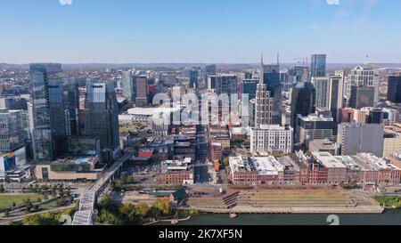 Antenne de Broadway Street Downtown Nashville Tennessee Banque D'Images