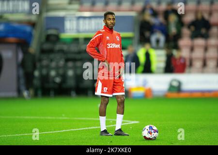 Wigan, Royaume-Uni. 19th octobre 2022. Isaiah Jones #2 de Middlesbrough se réchauffe pendant le match de championnat de Sky Bet Wigan Athletic vs Middlesbrough au stade DW, Wigan, Royaume-Uni, 19th octobre 2022 (photo de Phil Bryan/News Images) à Wigan, Royaume-Uni le 10/19/2022. (Photo de Phil Bryan/News Images/Sipa USA) Credit: SIPA USA/Alay Live News Banque D'Images