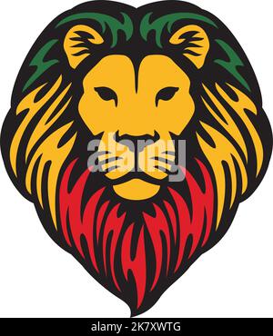 Le Lion de Judah Head (symbole du reggae rastafarien). Illustration vectorielle. Illustration de Vecteur