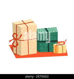 Boîtes cadeaux décoratives de fête, icône vectorielle isolée Illustration de Vecteur