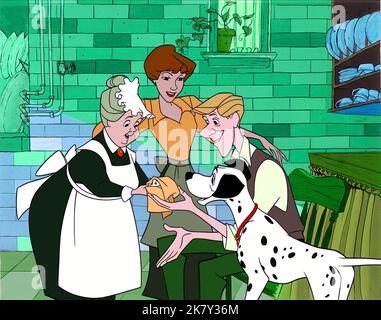 Nanny, Anita, Roger & Pongo film: Cent un dalmatien; 101 Dalmatiens (USA 1961) Regie: Clyde Geronimi, Hamilton Luske, Wolfgang Reitherman, Directeur: Geronimi, Luske, Reitherman 25 janvier 1961 **AVERTISSEMENT** cette photographie est destinée à un usage éditorial exclusif et est protégée par les droits d'auteur de WALT DISNEY et/ou du photographe attribué par la Société de film ou de production et ne peut être reproduite que par des publications dans le cadre de la promotion du film ci-dessus. Un crédit obligatoire pour WALT DISNEY est requis. Le photographe doit également être crédité lorsqu'il est connu. Aucune utilisation commerciale ne peut être accordée avec Banque D'Images