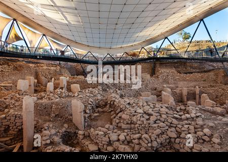 Les ruines de Göbeklitepe. Göbeklitepe est le premier et le plus grand temple de l'histoire. Gobeklitepe est inscrit au patrimoine mondial de l'UNESCO. Banque D'Images