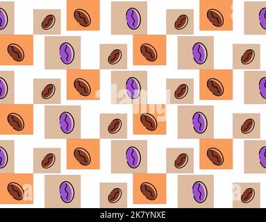 Motif vectoriel sans couture en grains de café Illustration de Vecteur
