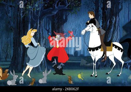 Princess Aurora & Prince Phillip film Sleeping Beauty (USA 1959) réalisateur : Clyde Geronimi 29 janvier 1959 **AVERTISSEMENT** cette photographie est réservée à un usage éditorial et est la propriété de DISNEY et/ou du photographe désigné par le film ou la société de production et ne peut être reproduite que par des publications en liaison avec la promotion du film ci-dessus. Un crédit DISNEY obligatoire est requis. Le photographe doit également être crédité lorsqu'il est connu. Aucune utilisation commerciale ne peut être accordée sans autorisation écrite de The film Company. Banque D'Images