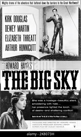 Elizabeth Threart & Kirk Douglas film: The Big Sky (USA 1952) personnages: Teal Eye, Jim Deakins Directeur: Howard Hawks 06 août 1952 **AVERTISSEMENT** cette photographie est destinée à un usage éditorial exclusif et est le droit d'auteur de RKO et/ou le photographe assigné par la Société de film ou de production et ne peut être reproduite que par des publications dans le cadre de la promotion du film ci-dessus. Un crédit obligatoire pour RKO est requis. Le photographe doit également être crédité lorsqu'il est connu. Aucune utilisation commerciale ne peut être accordée sans l'autorisation écrite de la Société du film. Banque D'Images