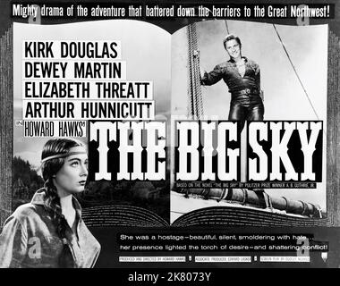 Elizabeth Threart & Kirk Douglas film: The Big Sky (USA 1952) personnages: Teal Eye, Jim Deakins Directeur: Howard Hawks 06 août 1952 **AVERTISSEMENT** cette photographie est destinée à un usage éditorial exclusif et est le droit d'auteur de RKO et/ou le photographe assigné par la Société de film ou de production et ne peut être reproduite que par des publications dans le cadre de la promotion du film ci-dessus. Un crédit obligatoire pour RKO est requis. Le photographe doit également être crédité lorsqu'il est connu. Aucune utilisation commerciale ne peut être accordée sans l'autorisation écrite de la Société du film. Banque D'Images