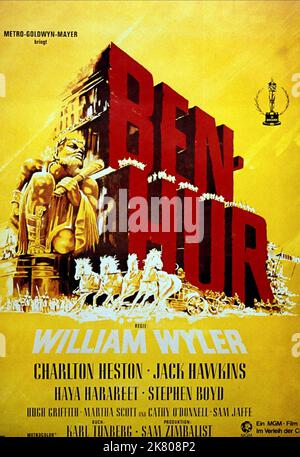 Film Poster film: Ben-Hur; Ben Hur (USA 1959) Directeur: William Wyler 18 novembre 1959 **AVERTISSEMENT** cette photographie est destinée à un usage éditorial exclusif et est le droit d'auteur de MGM et/ou le photographe assigné par la Société de film ou de production et ne peut être reproduite que par des publications en conjonction avec la promotion du film ci-dessus. Un crédit obligatoire pour MGM est requis. Le photographe doit également être crédité lorsqu'il est connu. Aucune utilisation commerciale ne peut être accordée sans l'autorisation écrite de la Société du film. Banque D'Images