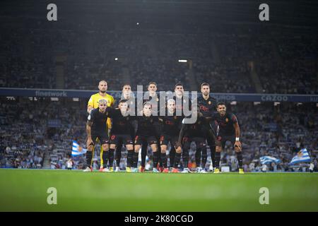 SAN SEBASTIAN, ESPAGNE - OCTOBRE 19:les joueurs du RCD Mallorca se sont alignés avant le match de la Liga Santander entre Real Sociedad et le RCD Mallorca sur 19 octobre 2022 à la Reale Arena de San Sebastian, Espagne. Credit: Ricardo Larreina/AFLO/Alay Live News Banque D'Images