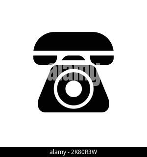 Icône plate noire du téléphone, illustration vectorielle du logo sur fond blanc isolé. Illustration de Vecteur