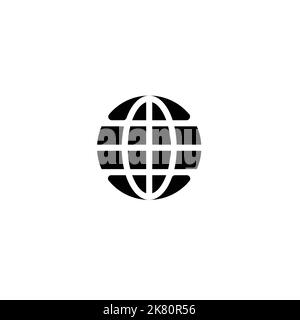 icône représentant un globe rond noir, type de logo pour application, sites web. sur fond blanc isolé. Illustration de Vecteur