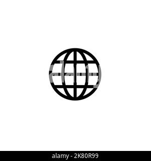 icône de globe circulaire unique noire, type de logo pour application, sites web. illustration vectorielle en forme de contour sur fond blanc isolé. Illustration de Vecteur
