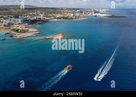 Vue aérienne de Green Bay, Protaras, Chypre. Banque D'Images