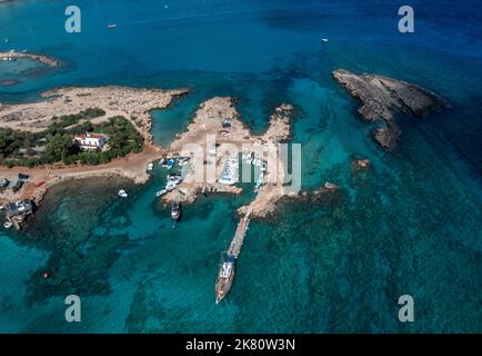 Vue aérienne de Green Bay, Protaras, Chypre. Banque D'Images