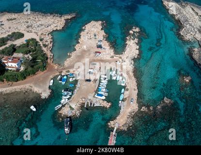 Vue aérienne de Green Bay, Protaras, Chypre. Banque D'Images